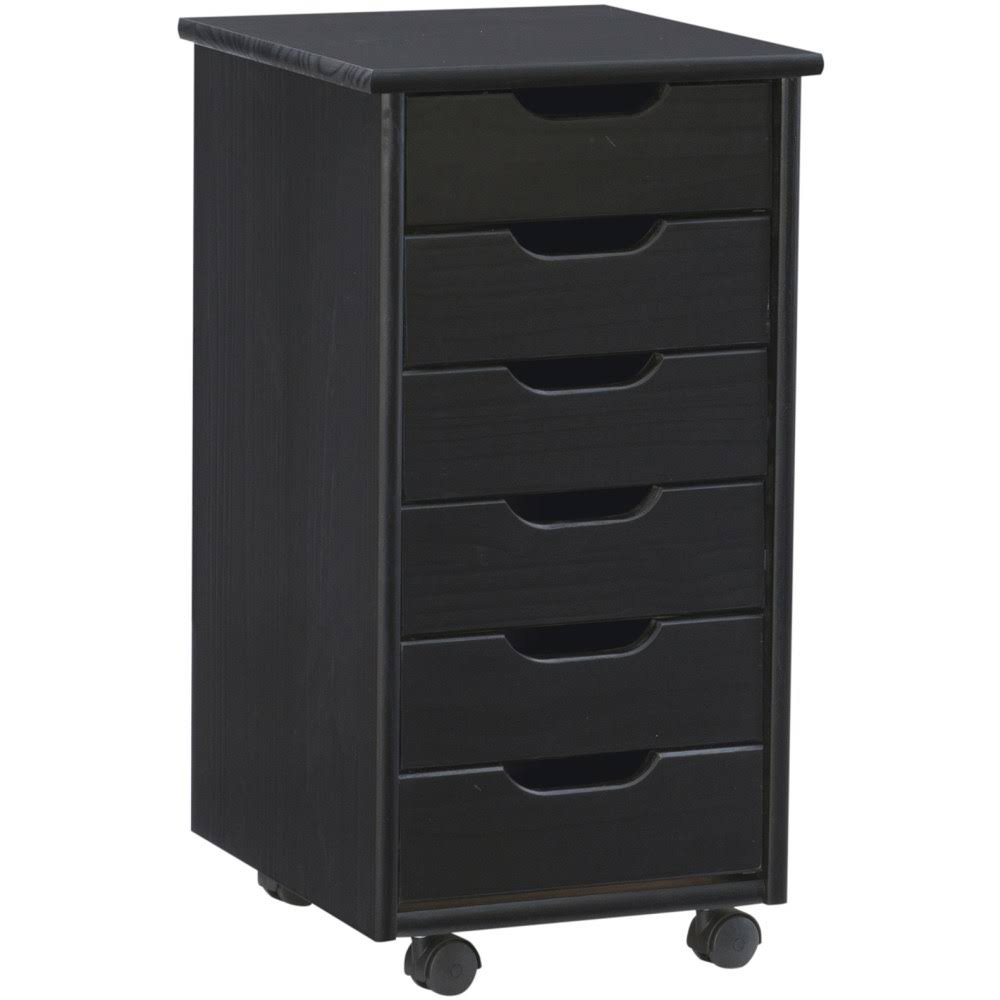 2a958bda3f332954b1c55cafd0d03b220a6a12f5905a44d7aa3d48332a15a9b5.jpg Linon Casimer 6-Drawer Rolling Home Office Storage Cart, Black - Image 1