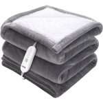 VEVOR Heated Blanket Electric Throw, 50" x 60" Twin size, Soft Flannel & Sherpa Heating Blanket with 3 Hours Timer Auto-off, 5