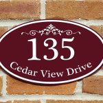 Customized Home Address Sign, Aluminum 12" x 7" Oval House Number Plaque, Personalized Color Choices Available (Burgundy)