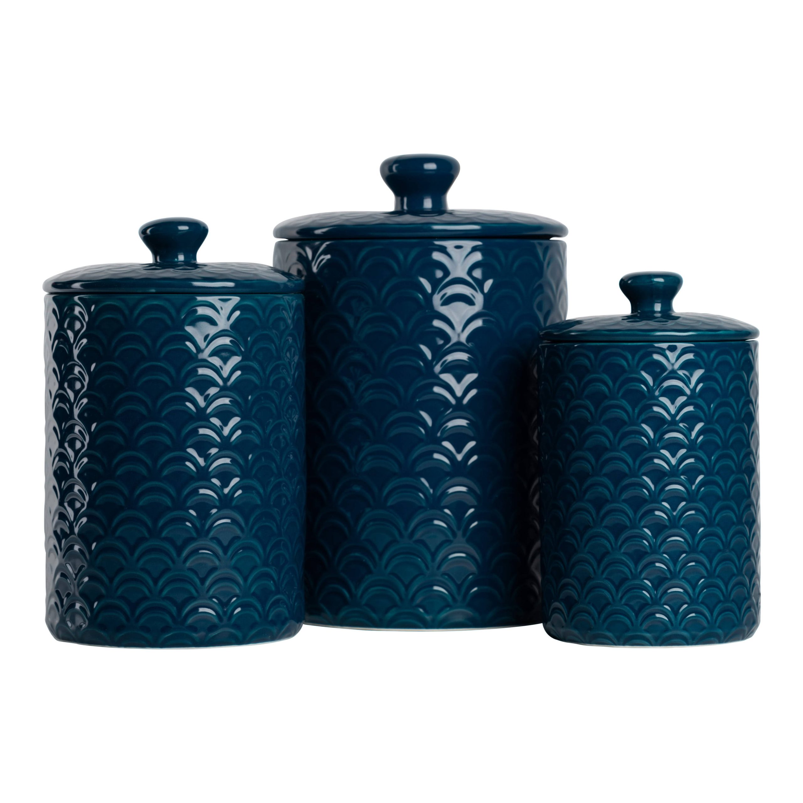 2ad0d5766cdab1bb2fed57878ef7b52cb1a27397a774ed24f919aa95c1d287d7.jpg 10 Strawberry Street Ocean 3 Piece Canister Set, Navy Blue - Image 1