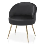 Monibloom Velvet Accent Chair, Modern Upholstered Single Sofa Side Chair, Comfy Barrel Club Living Room Armchair with Golden Metal Legs for Bedroom Reading Room Office, Black
