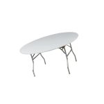 Kwik-Covers 60" Round Fitted Plastic Table Covers, Bundle of 5 (White)