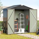 Devoko 4�G6 ft.Patio Metal Shed, Lockable Garden Shed for Outdoor Backyard Patio Storage