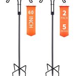 XDW-GIFTS Double Shepherds Hooks for Outdoor, 2-Pack Heavy Duty Garden Pole for Hanging Bird Feeder, Plant Baskets, Solar Light Lanterns, Garden