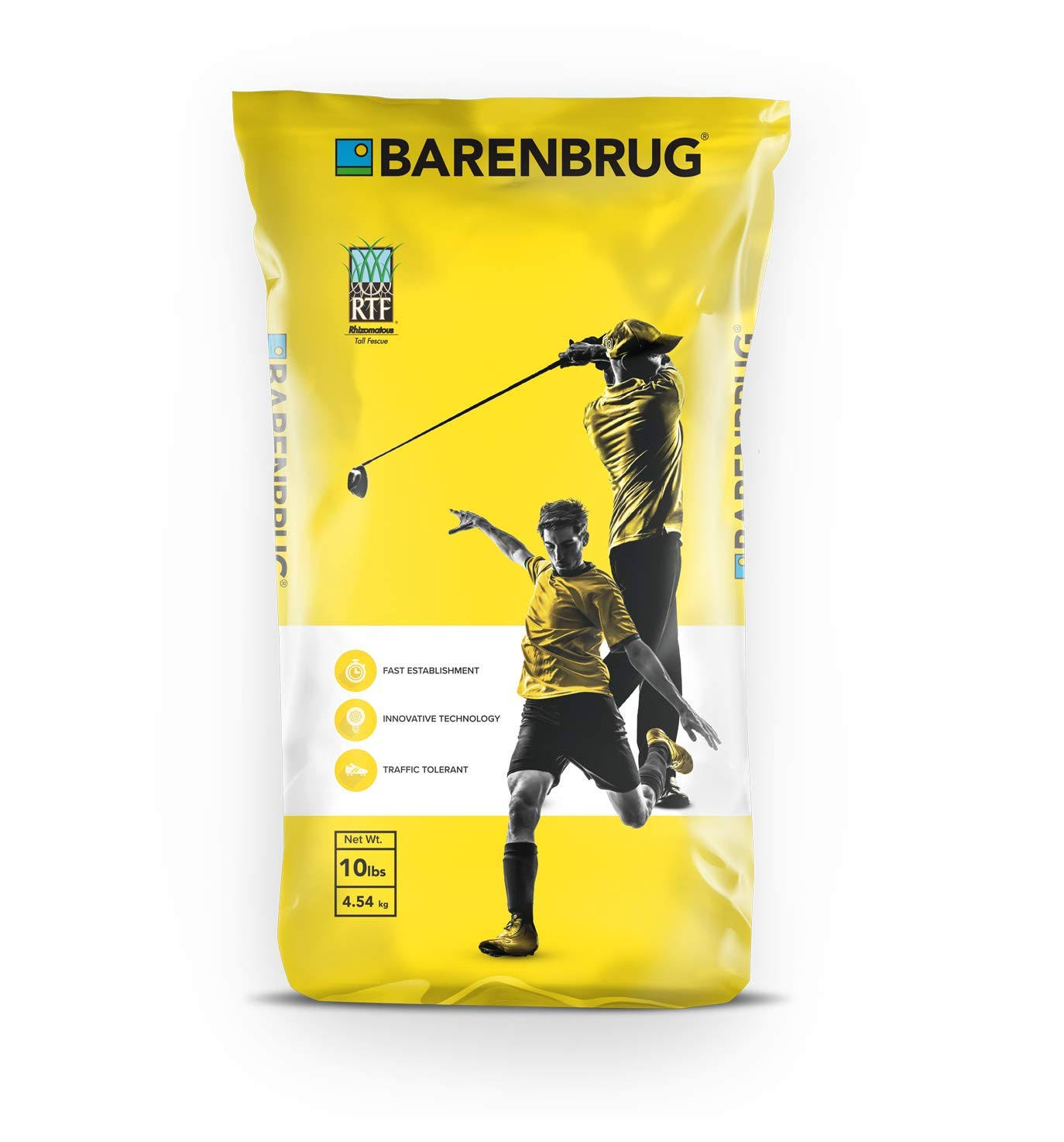 2b4b600598c1c17f61f2fe267e74b30811ab702b2dbe90d6c441e400f6e478b9.jpg Barenbrug Turf Saver RTF Grass Seed with Yellow Jacket Seed Coating - Less Water Self-repairing Tall Fescue Turf for Use On Sports Field, Golf - Image 1