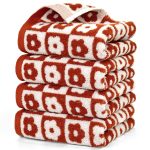 Jacquotha Checkered Floral Hand Towel Set - 4 Pack (29�� x 13��) Towels for Bathroom Spa Kitchen, Christmas Hand Towels Gifts, Bright and Durable,
