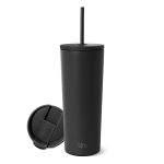Simple Modern 24oz Classic Tumbler with Straw and Flip Lid - Insulated Stainless Steel Cup, Midnight Black