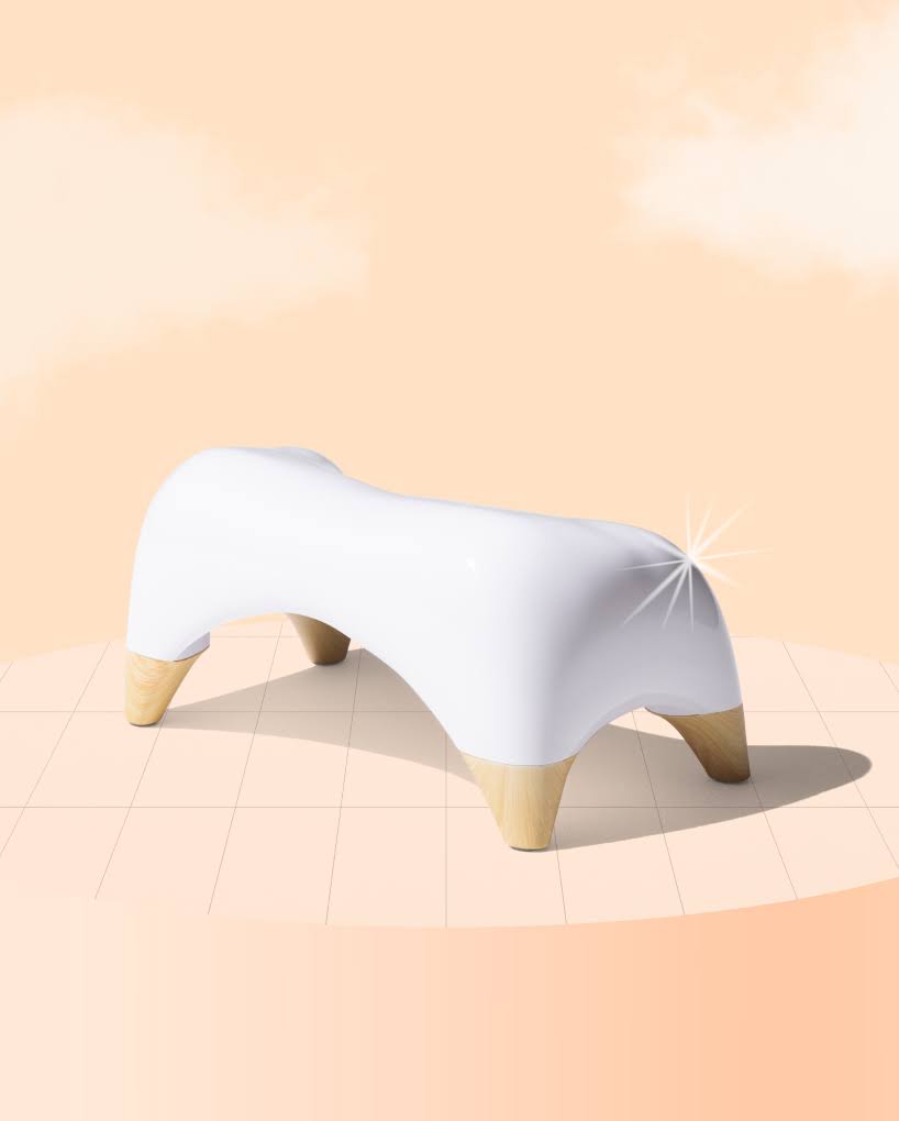 2b54739dc3ca2b469e9156291034a84e2d98bec796222f1fbac66e7480737aa1.jpg Tushy Ottoman Relaxed - Premium Toilet Stool for Bathroom - Modern Sleek Design - White/Bamboo, Short - Image 1
