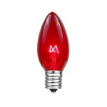 Novelty Lights 25 Pack C9 Outdoor Christmas Replacement Bulbs, Red, E17/c9 Base, 7 Watt
