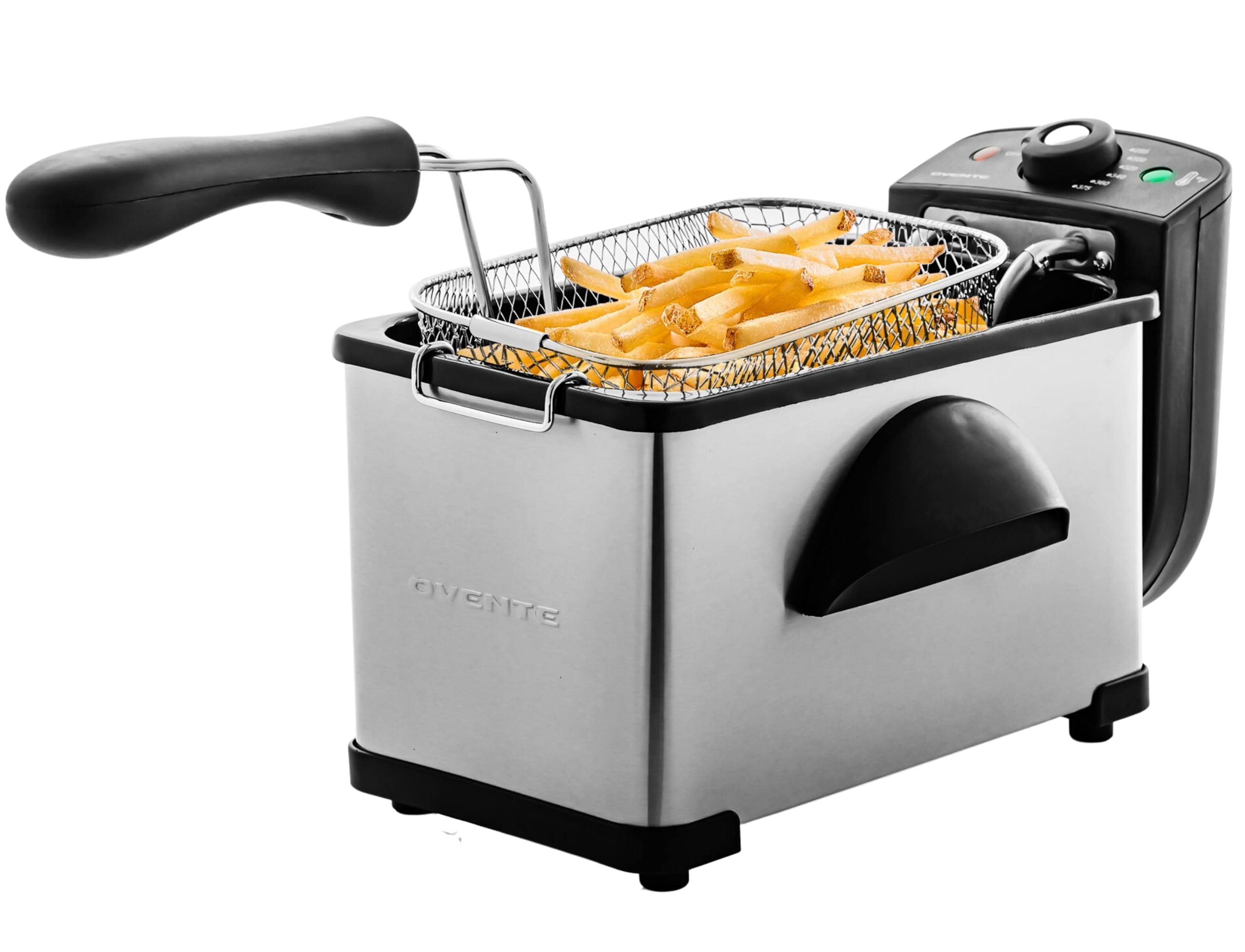 2b836546574c2a7d29f52416d9c39956a5e44bc60033f8aad3659a2a752fbc51.jpg Ovente Electric Deep Fryer 2 Liter, 1500W with Viewing Window, Adjustable Temperature Knob and Removable Stainless Steel Frying Basket, Perfect for - Image 1