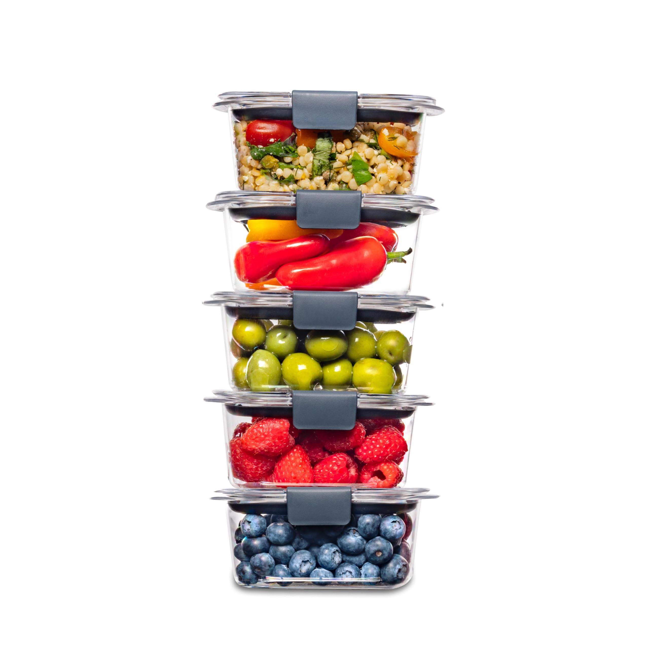 2bb948f5079e39a4b5536b86983fb9b861de1a733abe240adc4f0e5413282d8c.jpg Rubbermaid Leak-Proof Brilliance Food Storage Set 1.3 Cup Plastic Containers - Image 1