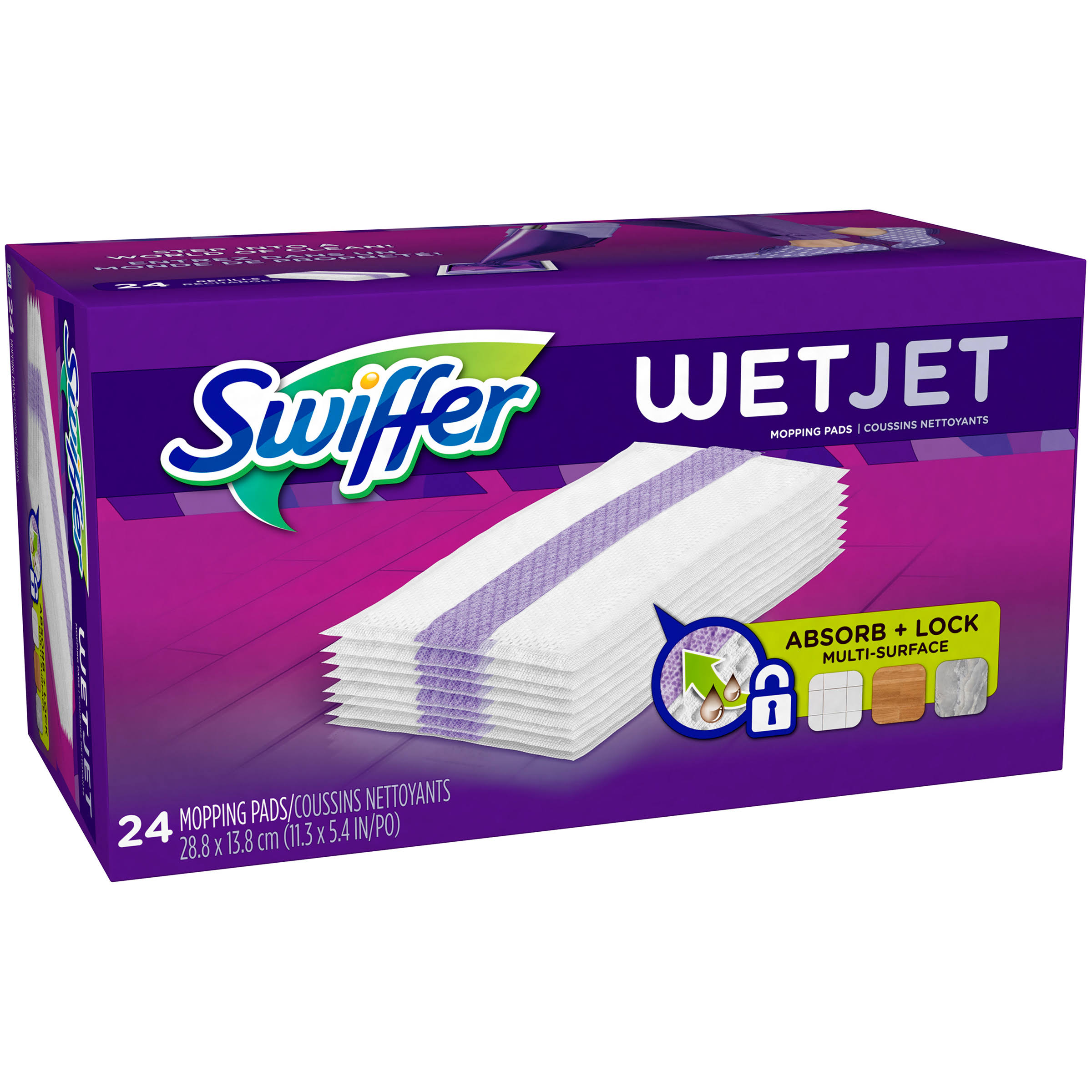 2bbeb62e80a89f5c826db13bae68abe4c4bf651106a29c541e8f7a8b48eb0aff.jpg Swiffer Wet Jet Cleaning Pad Refills - 24 count - Image 1