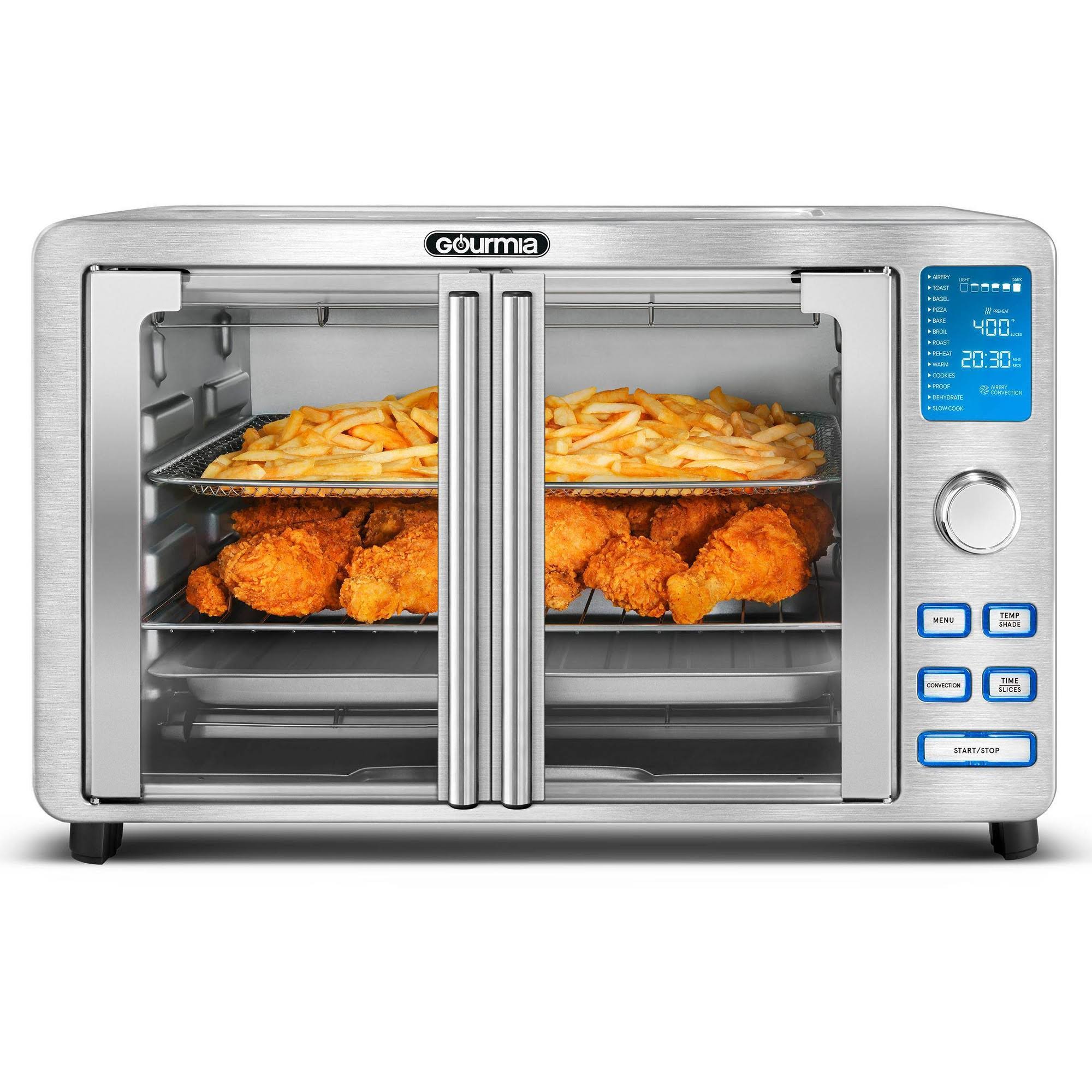 2bd5581097fd7c3739aee77fa2a8b42c0e57a0c2d3269ad25b5de96ef74c258b.jpg Gourmia 9-slice Digital Air Fryer Oven with 14 One-Touch Cooking Functions and Auto French Doors - Image 1