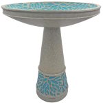 Backyard Glory Starburst 20-in H Gray Polypropylene Complete Birdbath | 05-778-34