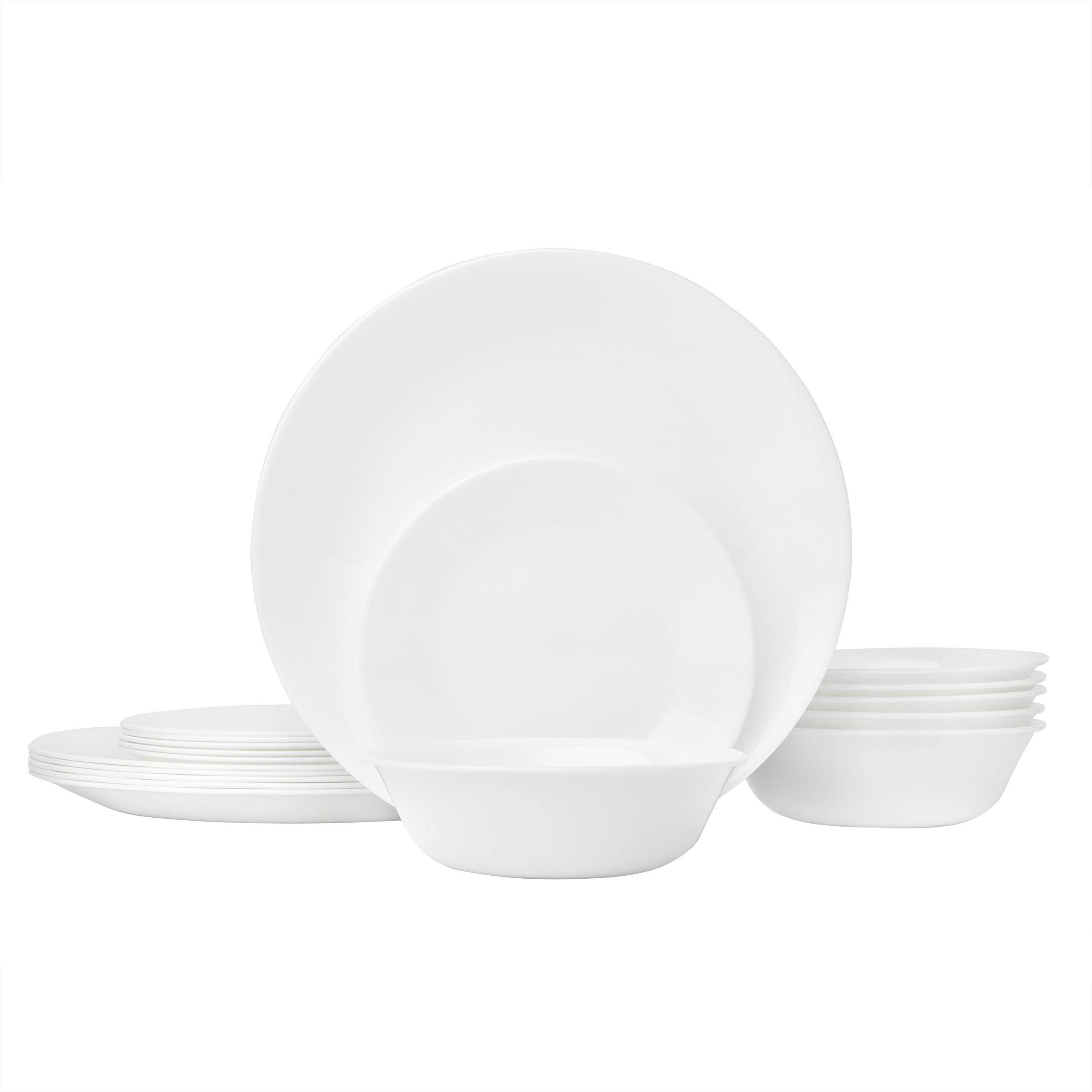 2c7c4cbd646c4f6f458e75519051efc80bfab87e94b8744f9e9786f92b387f42.jpg Corelle Winter Frost White Dinnerware Set (18-Piece, Service for 6) - Image 1