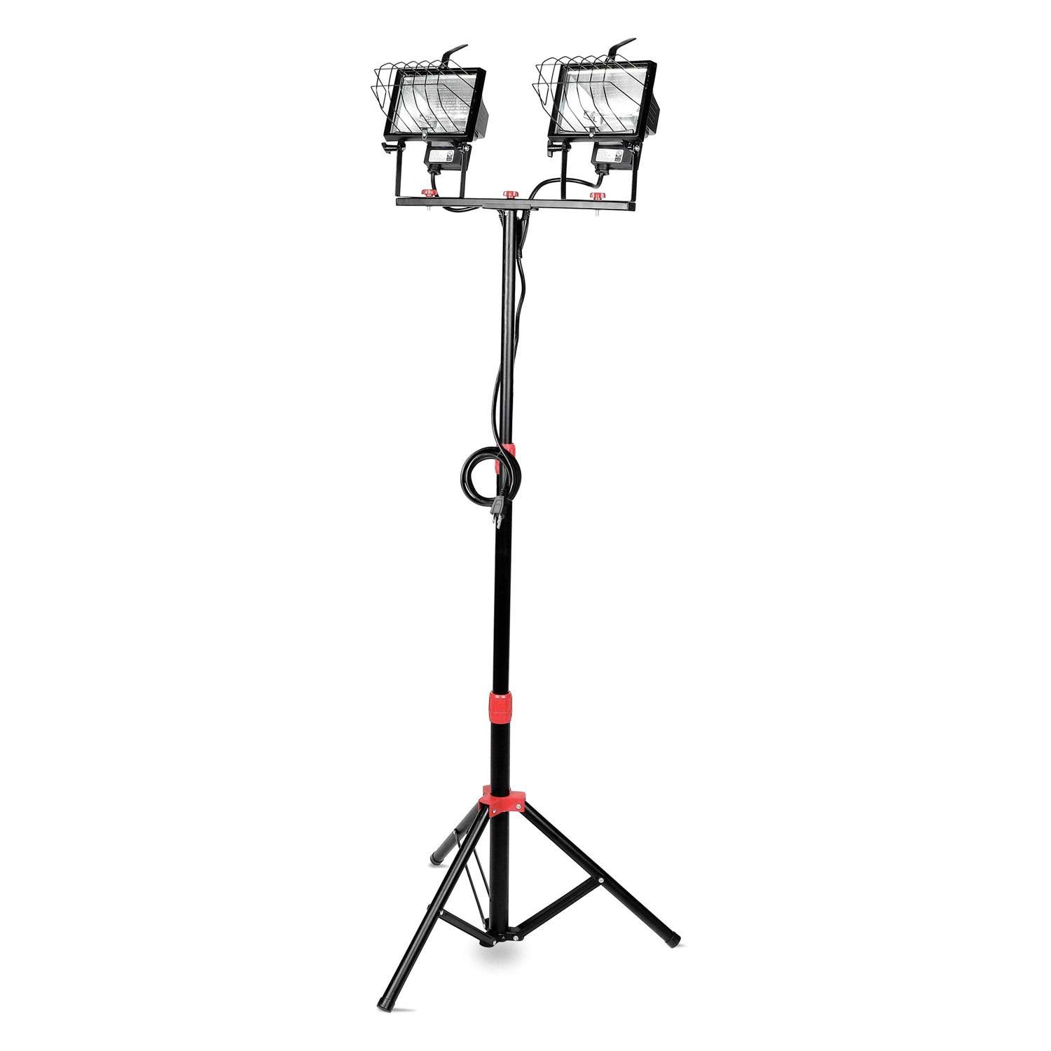 2c9727dce2a47abba271e5af72f15a37a857cf2b7316b6fbd179aeefd97f0b05.jpg Hyper Tough 1000W Halogen 2 Light Corded Tripod Mounted Portable Work Light - Image 1