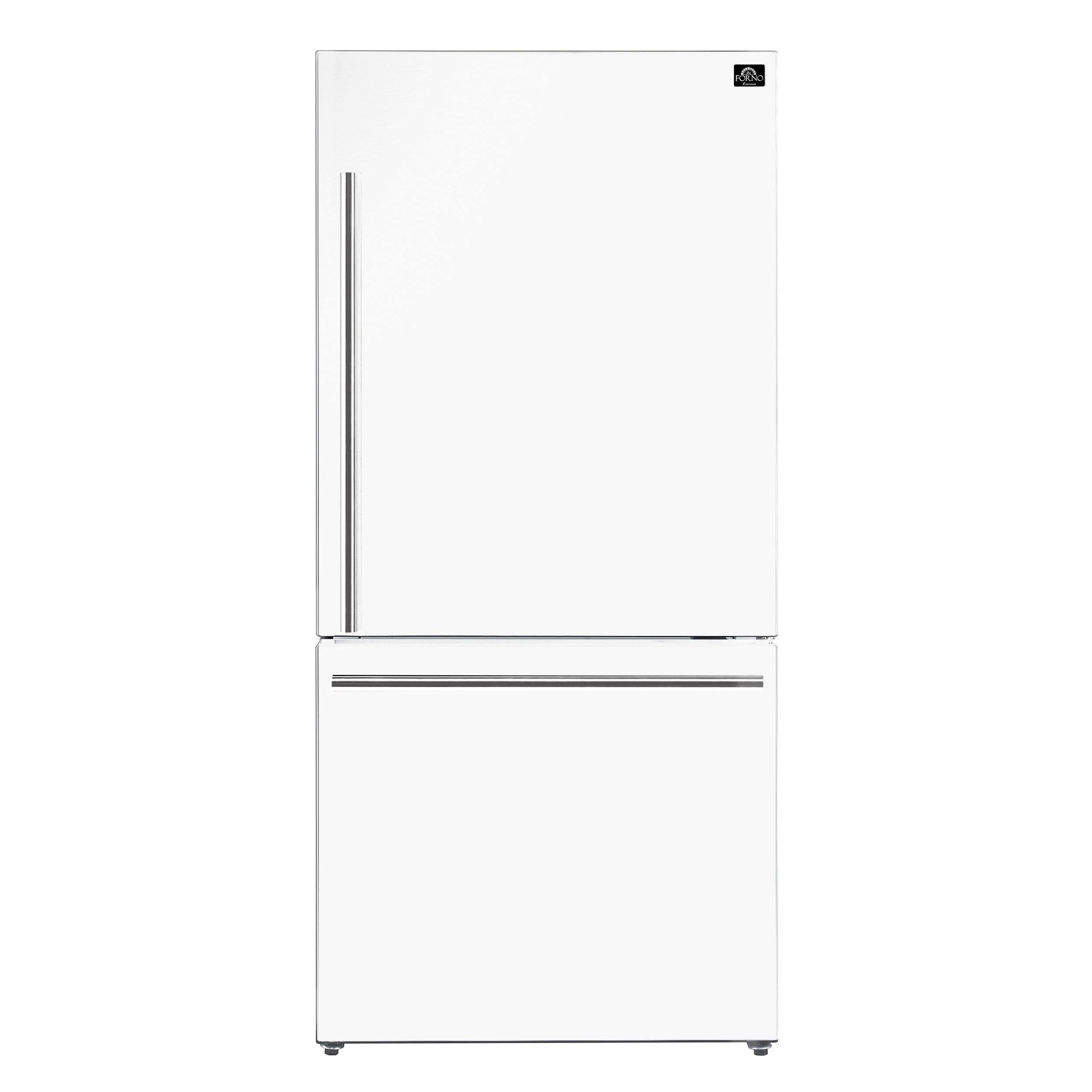 2c9c4aef1a499f8239a55b6d846b23431a5ce0fe9603f779f06db6469380f17b.jpg Forno Milano Espresso 31" Bottom Freezer Right Swing Door Refrigerator 17.2 Cu. ft. in White - Image 1