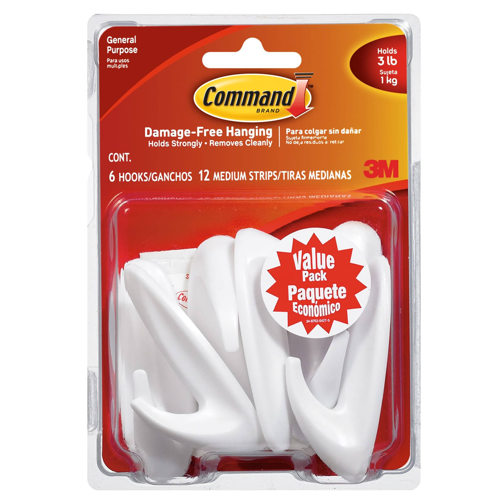 2cb40931af32b6ec697d45aa4fcce30090c98458c1c528d32774c24aa4770ce2.jpg Command Designer Hooks, White, M - 6 count - Image 1