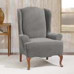 Sure Fit Stretch Morgan Wing Chair Furniture Cover, Grey