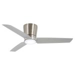 Minka-Aire F671L-BN/SL Pure 48 Inch Flush Mount Ceiling Fan with Integrated 16W LED Light in Brushed Nickel Finish with Silver Blades