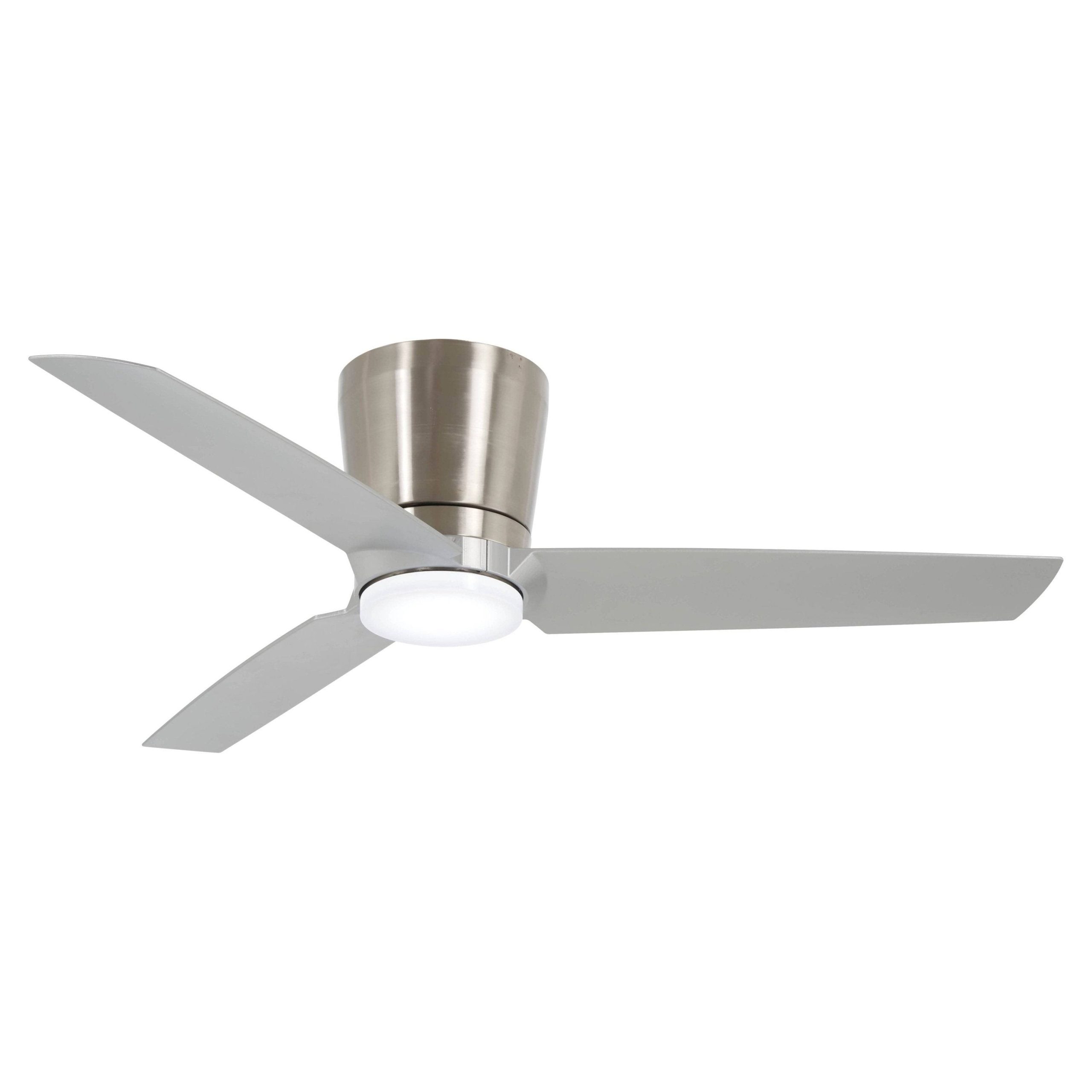 2cdebfb38ded6cd31d053194049c6db47ed5190e42995ff42b85698256708a6f.jpg Minka-Aire F671L-BN/SL Pure 48 Inch Flush Mount Ceiling Fan with Integrated 16W LED Light in Brushed Nickel Finish with Silver Blades - Image 1