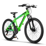 24" Mountain Bike, Aluminum Mountain Bike for Adult with Disc Brakes, Shimano 21 Speeds Bike for 14 - 18 Yeas Old, Green