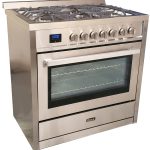 Bravo Kitchen 36-in 5 Burners 4-cu ft Slide-In Stainless Steel GAS Range with Convection Oven | BV361RD