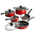 Tramontin New 9-Piece Simple Cooking Nonstick Cookware Set (Red)