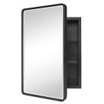 17 Stories A39BA38332624A249F6315583C1179BF Farmhouse Recessed Metal Bathroom Medicine Cabinets with Mirror with Adjustable Tempered Glass Shelves