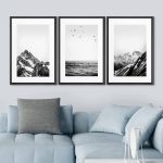 Noway IDEA4WALL Framed Canvas Print Wall Art Set Black White Snowy Winter Mountain Landscape Nature Wilderness Photography Modern Art Rustic scenic Re