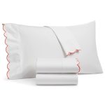 Martha Stewart Collection Scalloped Egyptian Cotton Percale 400 Thread Count 4 Pc. Sheet Set California King Created for Macy'