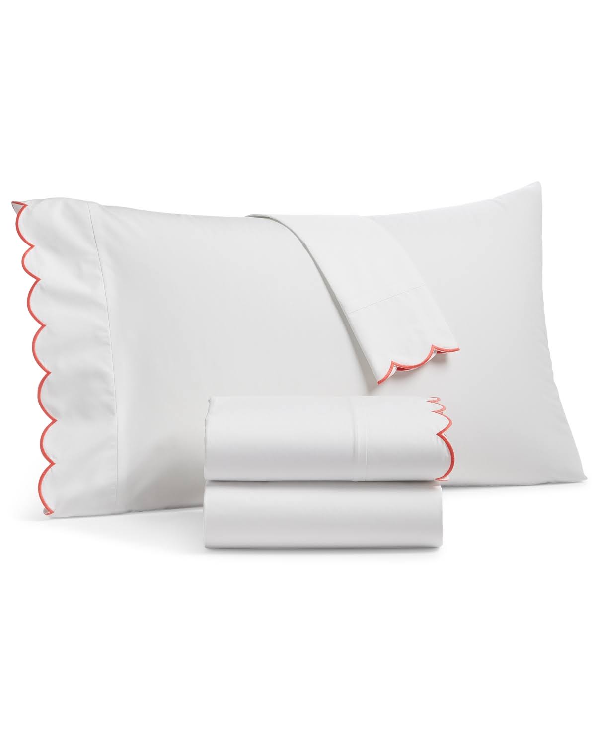 2d976feff216719806baf8654913b11fca2bcae881a824596841d3842734d91c.jpg Martha Stewart Collection Scalloped Egyptian Cotton Percale 400 Thread Count 4 Pc. Sheet Set California King Created for Macy' - Image 1