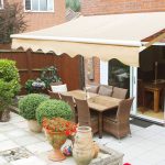 Xtremepowerus 10'x8' Manual Retractable Patio Awning Outdoor Sun Shade Canopy, Tan
