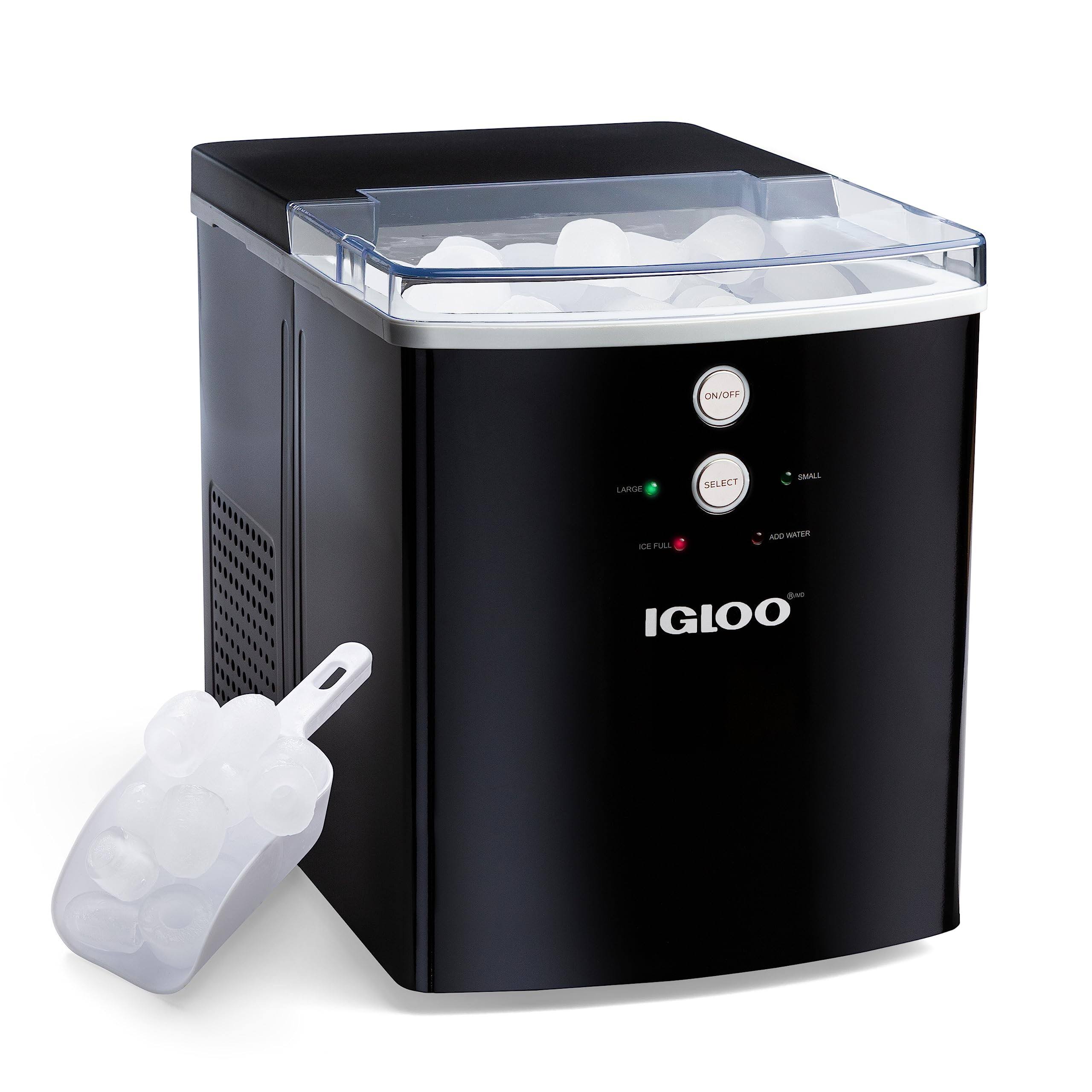 2dac65d9fbb516f43a5a5092f9bc4f5c92bdcedf11b67d87d1e7b7c9922dc315.jpg Igloo 33 lb Automatic Portable Countertop Ice Maker Machine Black - Image 1
