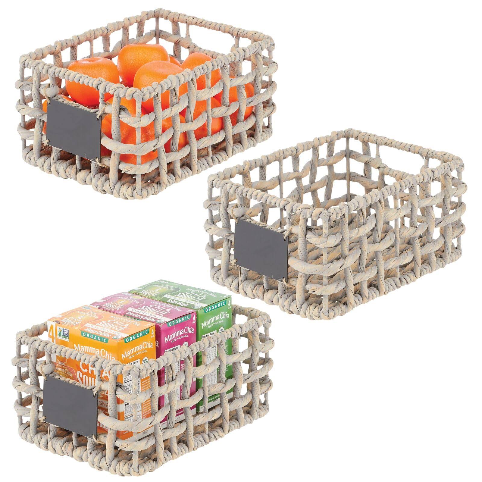 2db66231f445700d332717aebfa5b8eec5818af03d6f0b902e6a174b53f1828a.jpg mDesign Water Hyacinth Open Weave Kitchen Cabinet Pantry Basket with Built-In C - Image 1