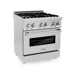ZLINE 30 in. Professional Dual Fuel Range with DuraSnow Stainless Steel Door (RA-SN-30)