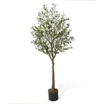 Fencer Wire 5 ft. Green Artificial Olive Tree, Faux Plant in Pot for Indoor Home Office Modern Decoration Housewarming Gift