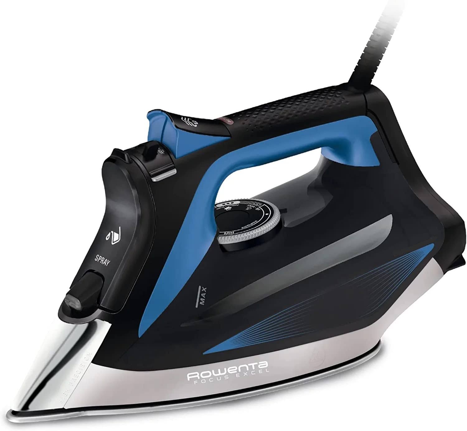 2de5630978fed72cd52a089c9c4717a12c2338714cd72e1d3d572082fdedd50a.jpg Rowenta DW5360 1750 Watt Focus Xcel Iron with Steam Boost Anti Drip 400 Hole Sole Plate. - Image 1