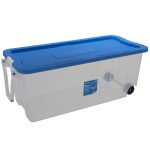 Hart 200 Quart Latching Rolling Plastic Storage Bin Container W. Pull Handle, Clear
