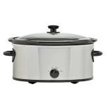 Mainstays MS54100112168S 6 Quart Oval Slow Cooker, Stainless Steel Finish, Glass Lid