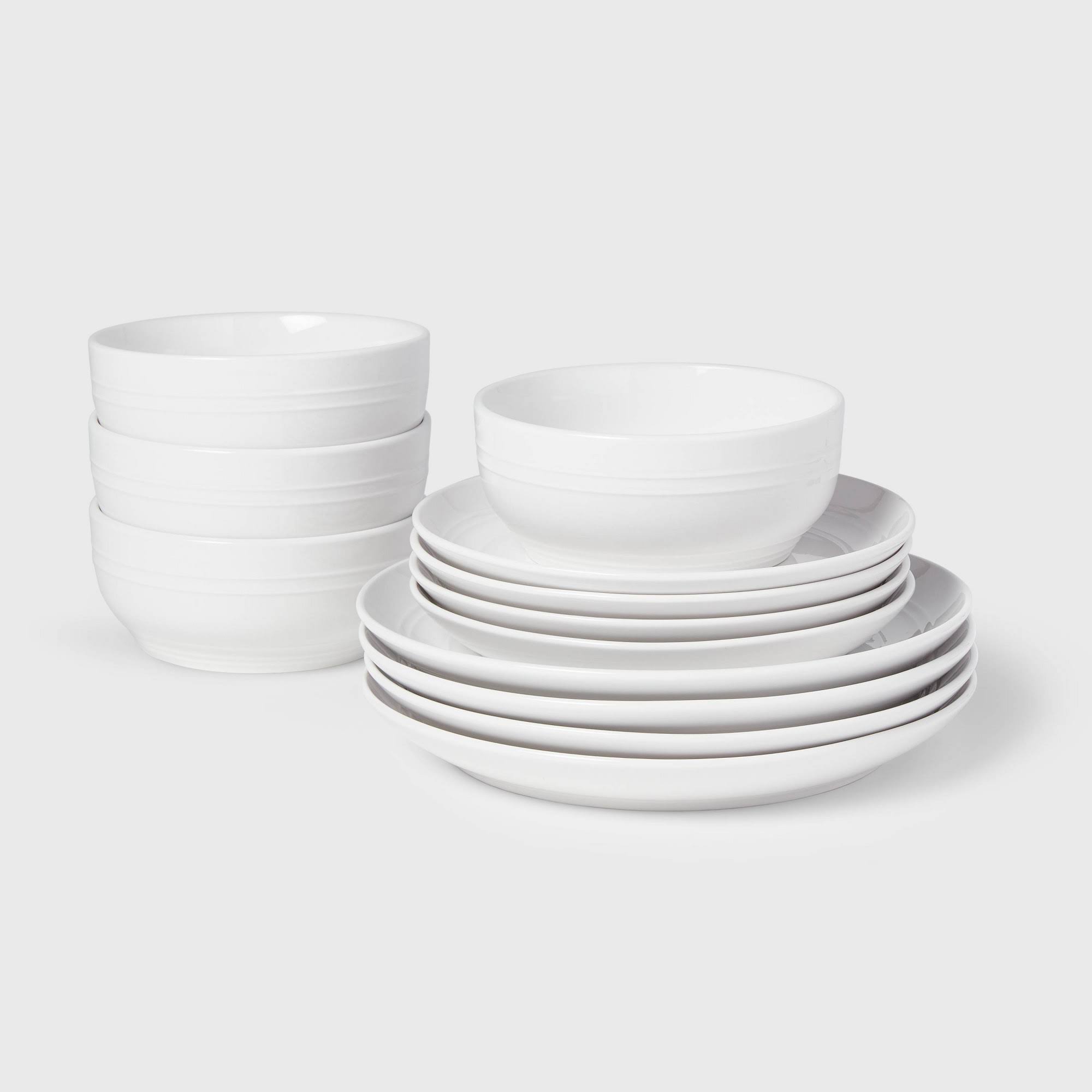 2e4edbf3ebe4e058acc70a145ec3e6a023658a8eaebdc1a43cee954518ac34a8.jpg 12pc Stoneware Westfield Dinnerware Set White - Threshold - Image 1