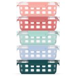 Ello Duraglass 3.4 Cup Meal Prep Sets 10pc, 5 Pack Set- Glass Food Storage Container with Silicone Sleeve and Airtight BPA-Free Plastic Lids, Dishwas