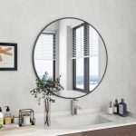 XRAMFY 36 in. W x 36 in. H Round Aluminum Alloy Framed Black Wall Mirror