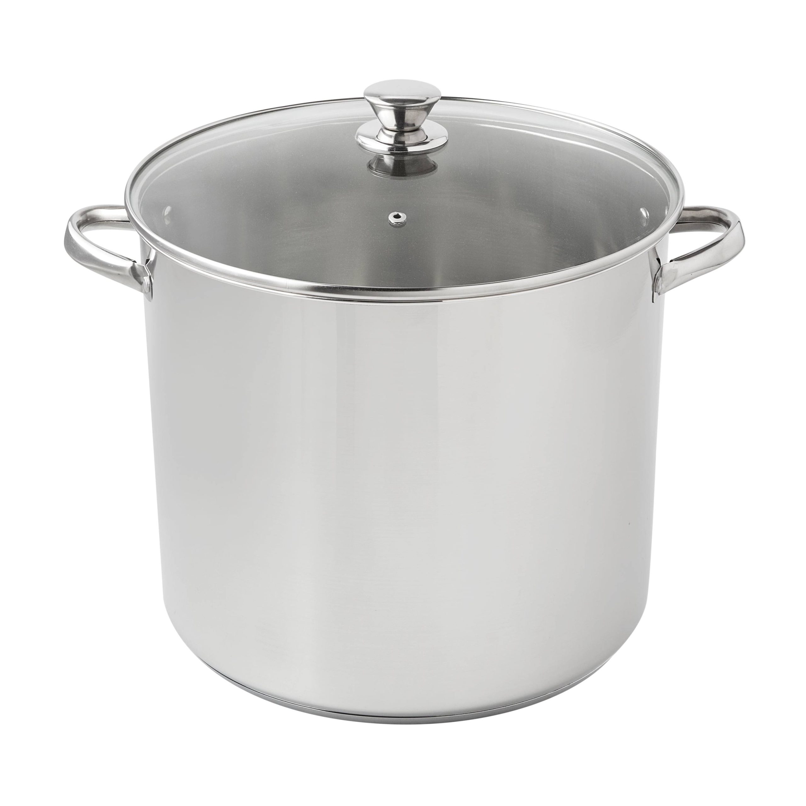 2e9b757cacb0251042ea280dc0c65fbb7fcfa1566de2b7831c8b3b15862c6bc1.jpg Mainstays Stainless Steel Stock Pot with Glass Lid - 20 qt - Image 1