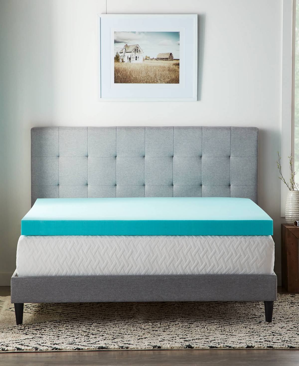 2ed32c3fbbcf5df407edcb90d766c74454abb48d79886e6592301b687cb81445.jpg Dream Collection by Lucid 4" Gel Memory Foam Twin Mattress Topper Blue - Image 1