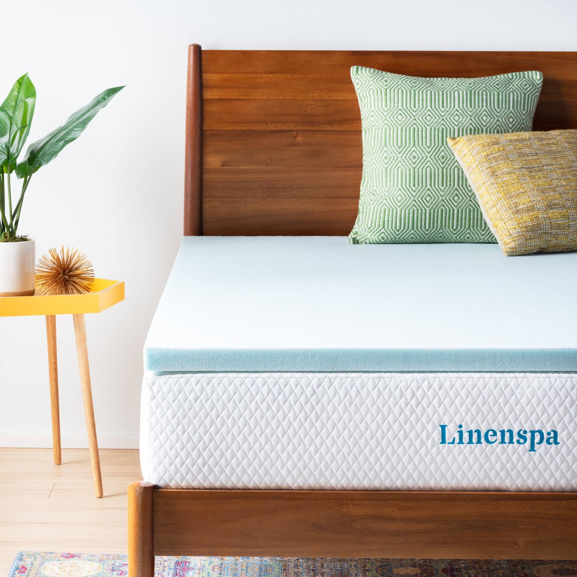 2edd3631248eda950bdbebd1f01f94e4fa38fcae678fe7f03ec38abeddfcea64.jpg Linenspa Essentials 2-Inch Gel Memory Foam Mattress Topper - Blue King - Image 1