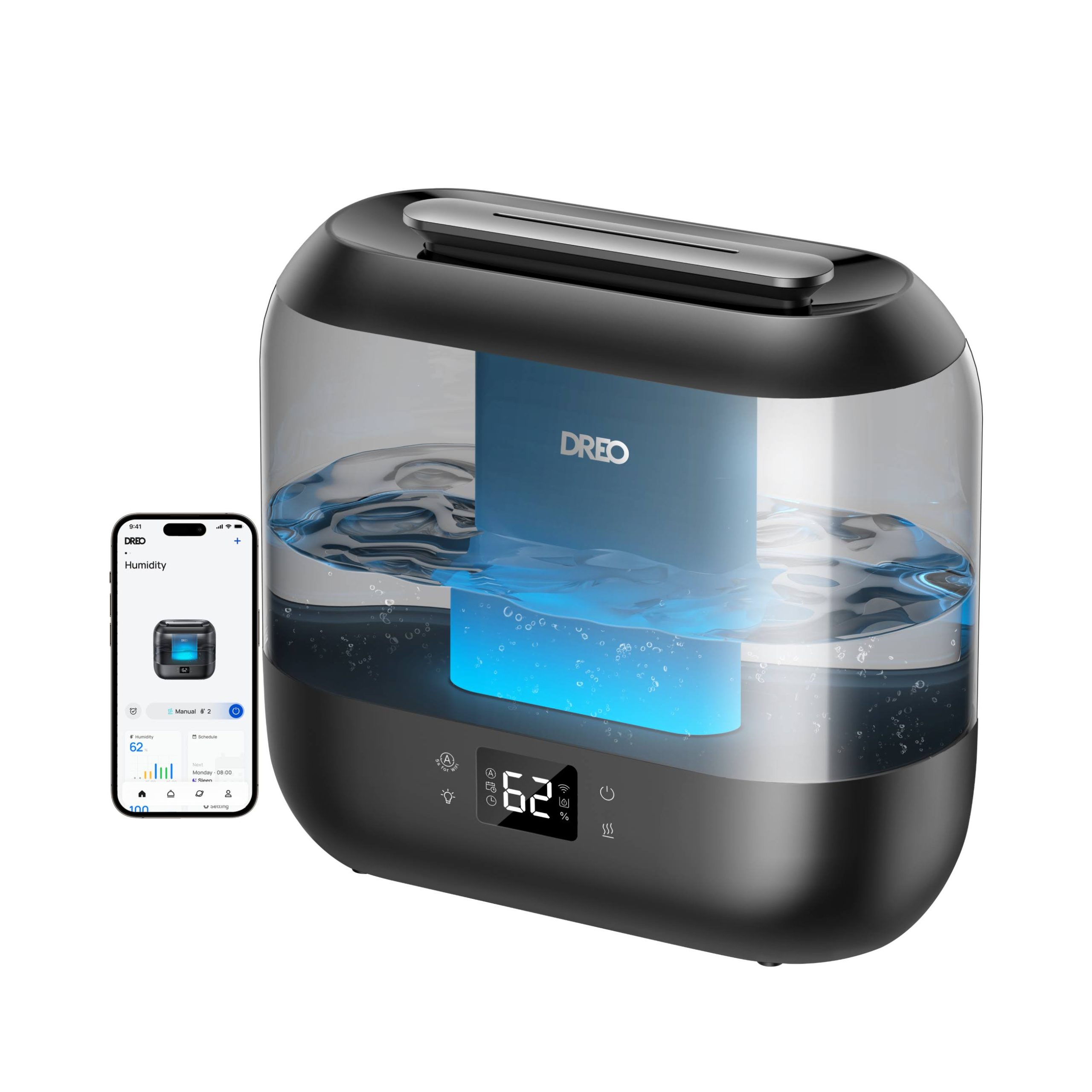 2ee28fe6a0277841db4601ec268294c987a222fd8067de86675e51880e80d169.jpg Dreo Smart Humidifier, Cool Mist Humidifiers for Bedroom, Quiet 4L Top Fill Ultrasonic Humidifiers for Home Office Plant & Baby with Nightlight, LED - Image 1