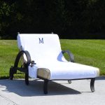 Linum Home Textiles Turkish Cotton Monogrammed Towel Cover with Pockets for Standard Size Chaise Lounge Chair White/M