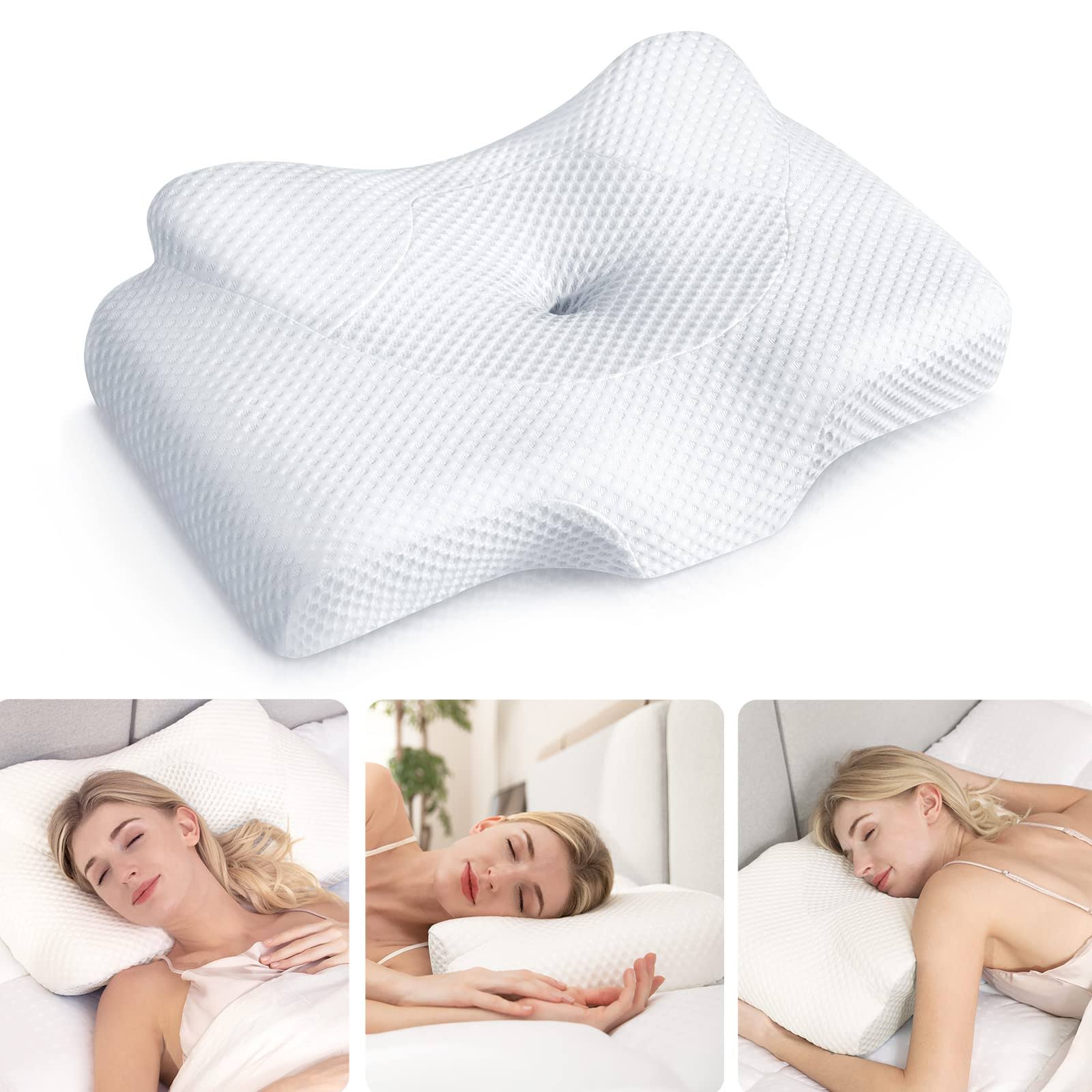 2f11b586a104989bb2b59815d40ff711dc44e6adc8650262a704962561bd1625.jpg Osteo Cervical Pillow for Neck Pain Relief Hollow Design Odorless Memory Foam - Image 1