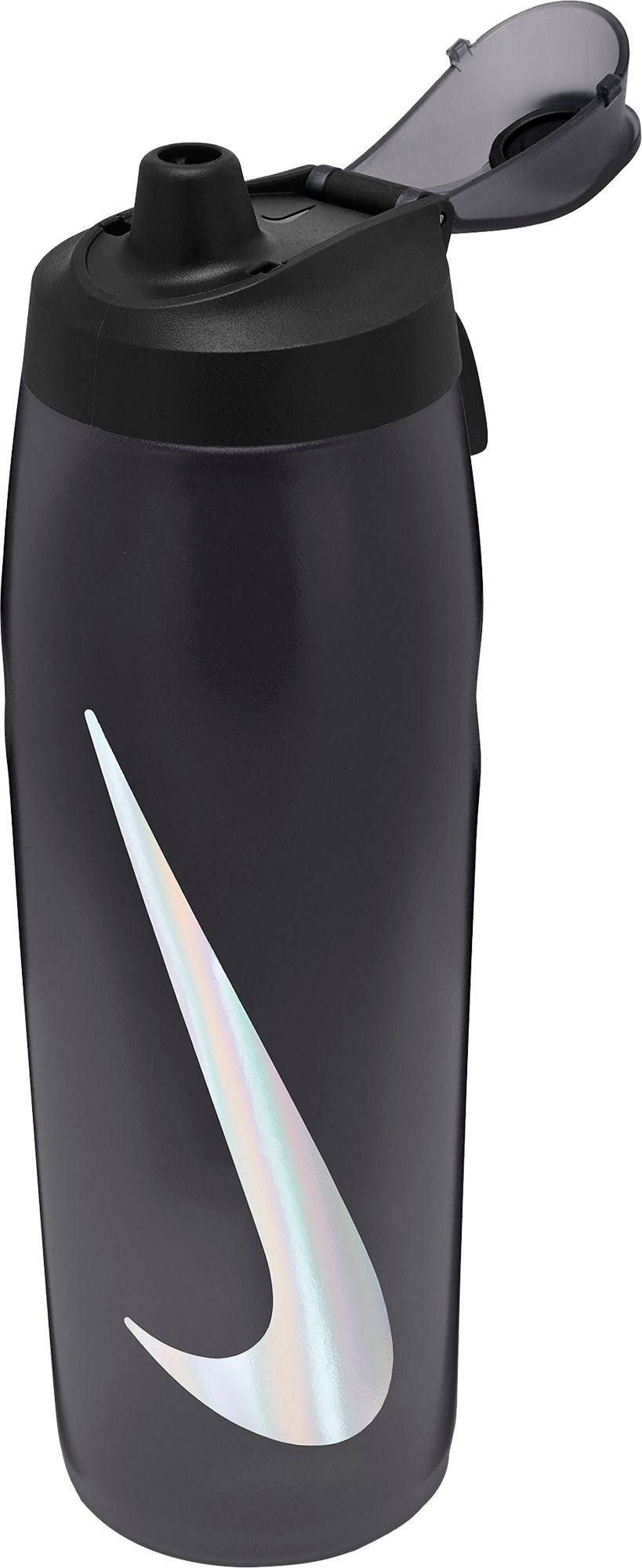 2f18357afa51b971b81eddb33d49f8afb2f43affda8e341c289da3b9896568fc.jpg Nike Refuel Water Bottle with Locking Lid - Anthracite Black & Silviridescent - 32 oz - Image 1